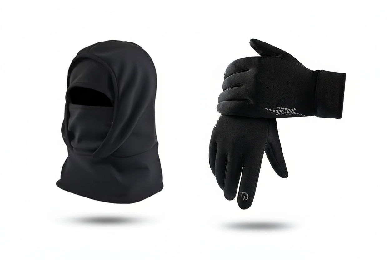 Neopren-Sturmhaube und Handschuhe - Sturmhaube links