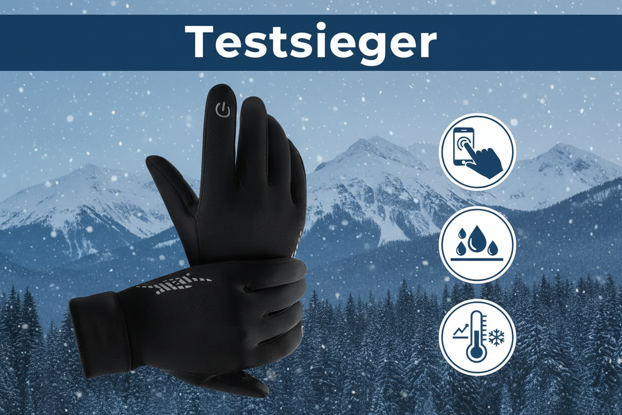 Testsieger Banner mit schwarzen Handschuhen
